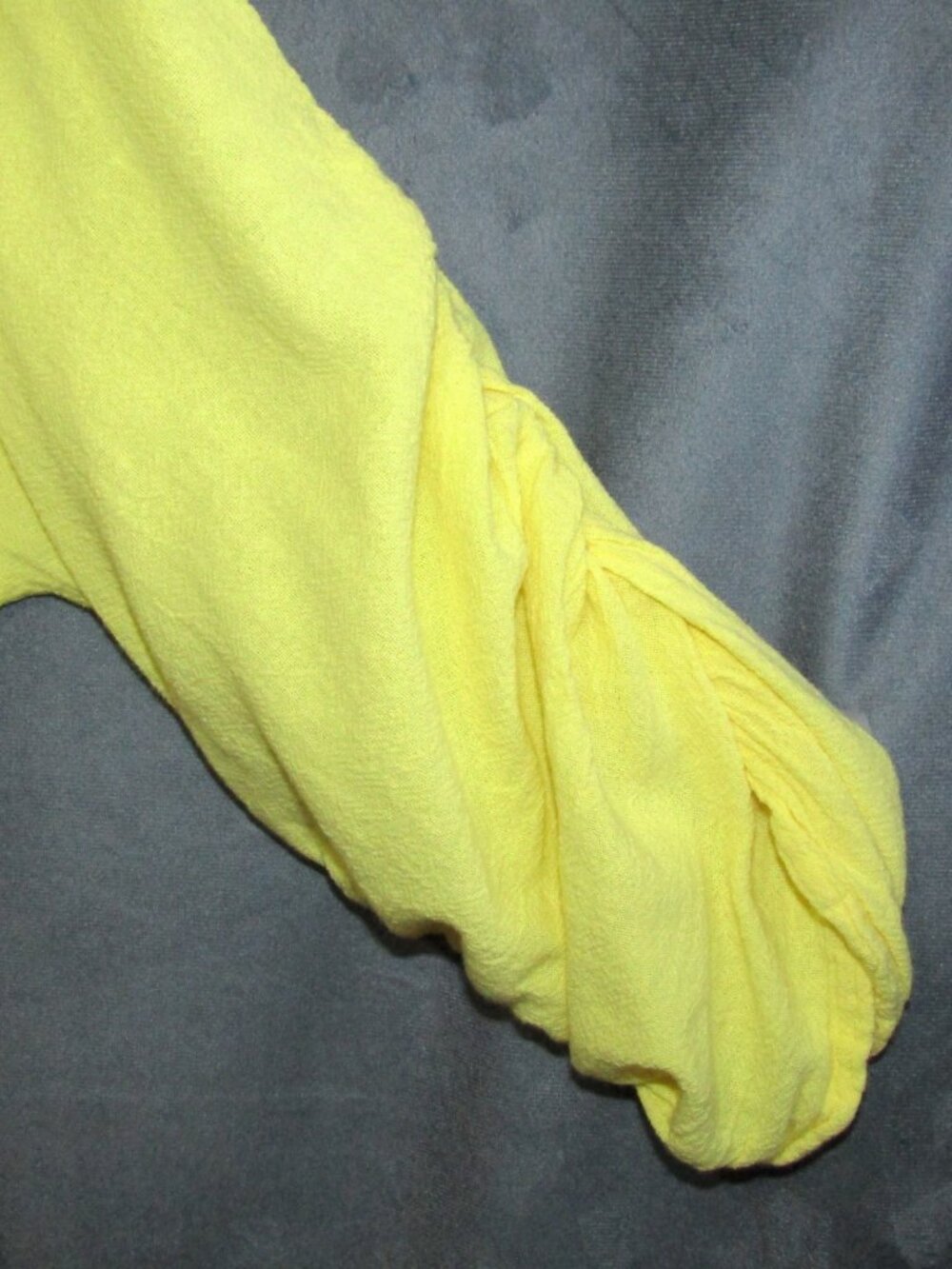Oh My Gauze Lemon Yellow Top Womens Size 2 L XL Cotton Tunic Ruched Sleeve - Picture 2 of 8